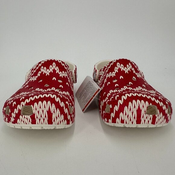 Crocs Adult Classic Clogs Women's 5 Men's 3 Red Holiday Sweater Slip-on Shoes J2 - Picture 9 of 10